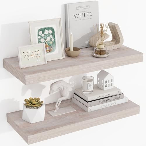 24 Inch Floating Shelves with Rustic Wood Grain