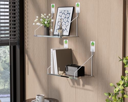 Clear Acrylic Floating Shelves No Drilling Needed Set of 2