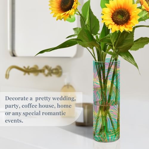 Tropical Palm Tree Peach and Gold Leaves Floating Candle Holder