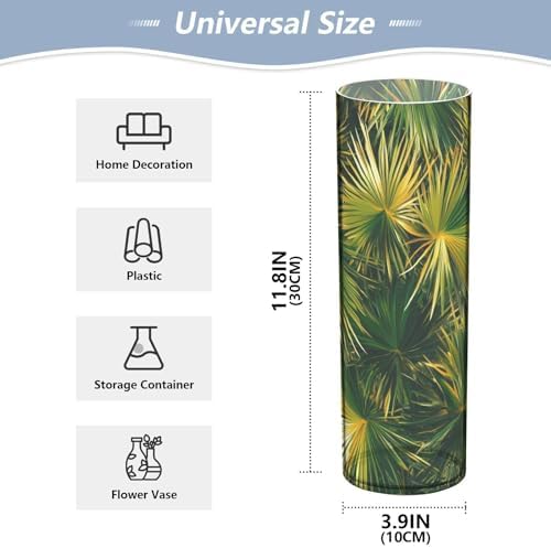Green Tropical Leaves Plastic Flower Vase 118 x 39 Inch