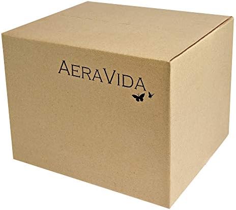 AeraVida Hand-Carved Water Ripple Black Mango Wood Table Vase