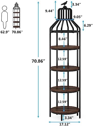 Tribesigns 4-Tier Corner Bookshelf Rustic Brown