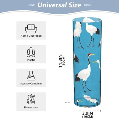 Blue Cartoon Crane Bird Silhouette Plastic Vase for Centerpieces