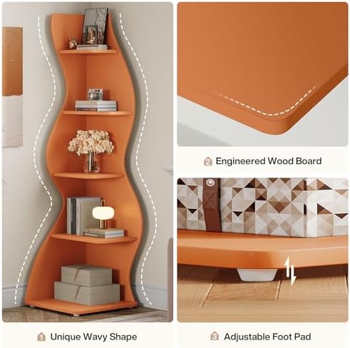Tribesigns Wavy Corner Shelf Set of 2