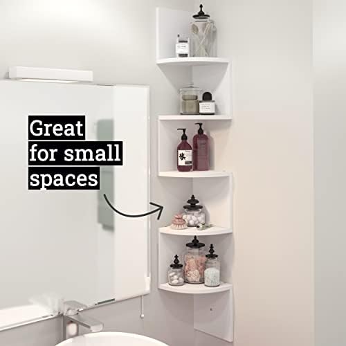 Greenco 5 Tier Corner Floating Shelf with Rustic Walnut Finish