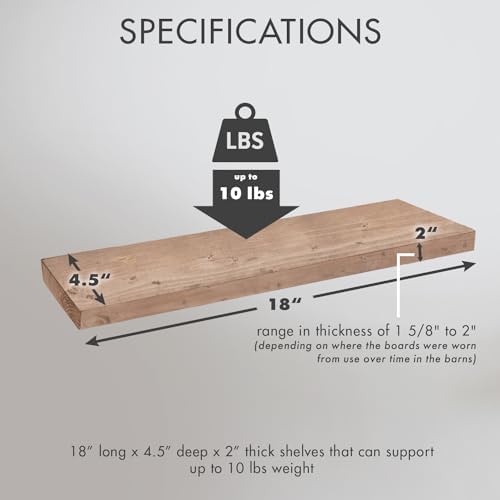 Urban Legacy Reclaimed Barnwood Floating Shelves Set of 2