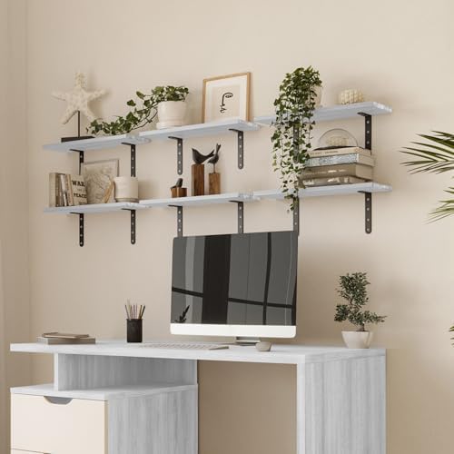 Lavish Home Set of 6 White Floating Shelves