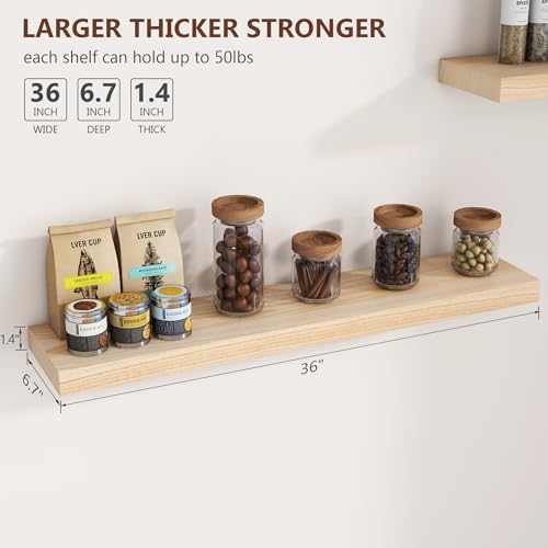 Fuqing Natural Floating Shelves 36 Inch Set of 2