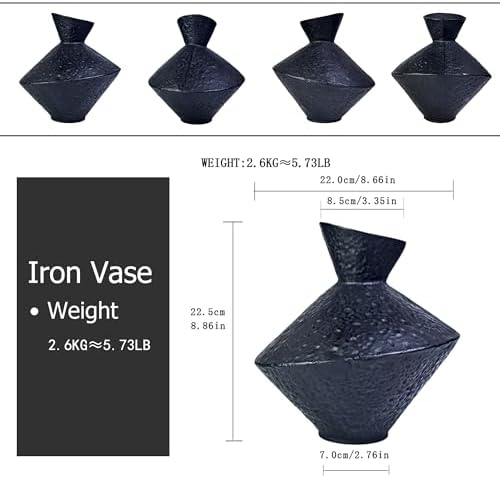 Cast Iron Decorative Vase 886 H Black