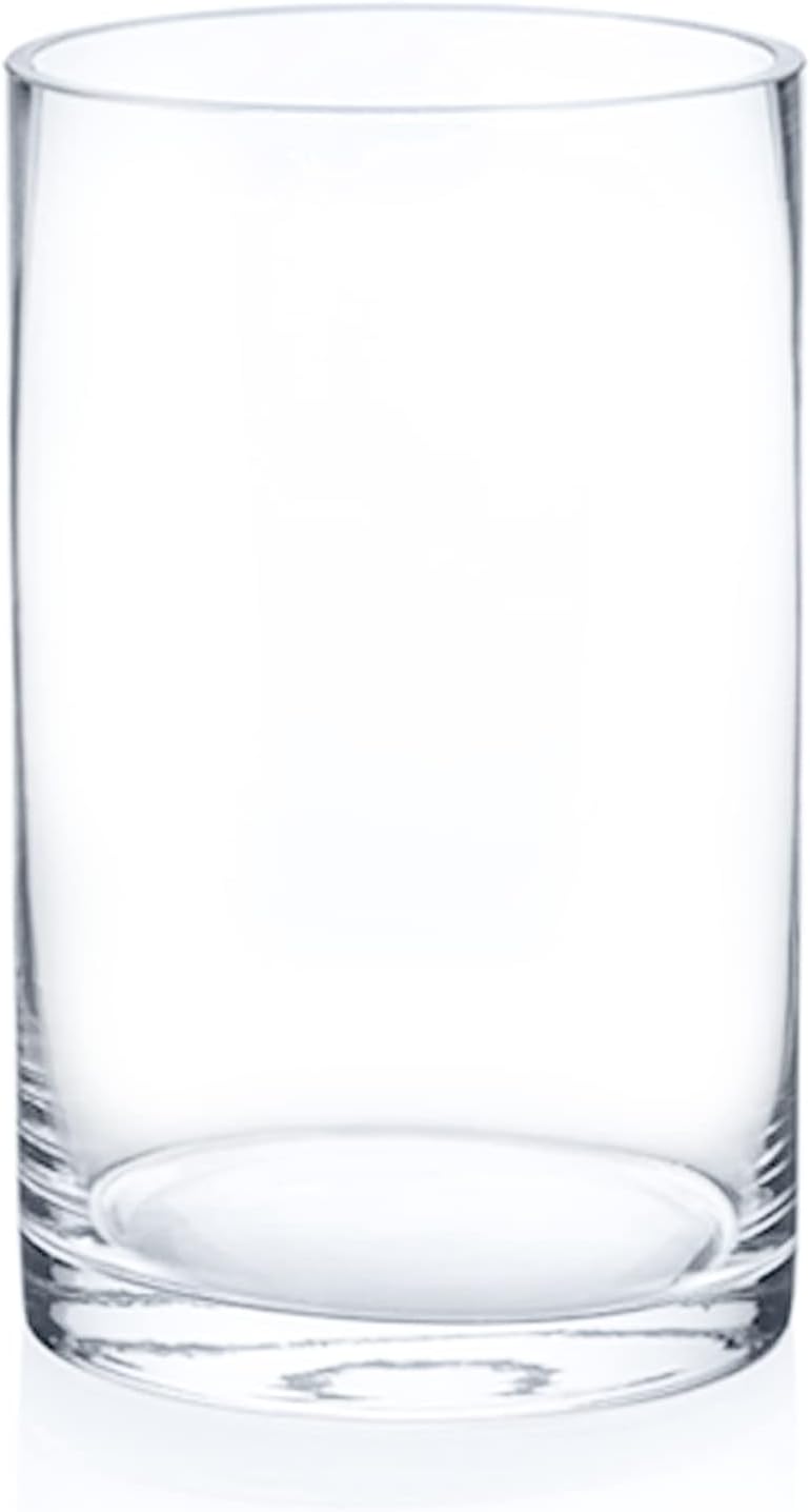 Enova Floral Clear Glass Cylinder Vase 6x10 Inches