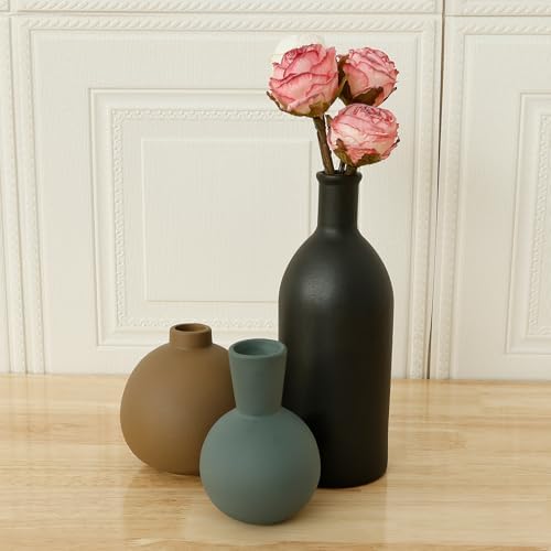 3Pcs Ceramic Flower Vase Set for Home Decor