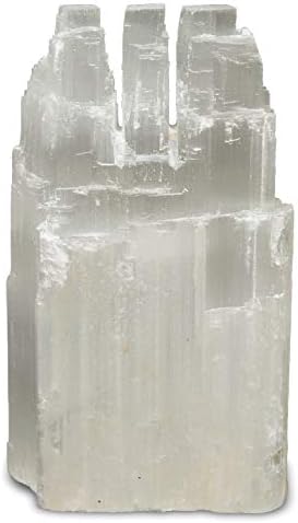 2 Pieces Natural White Selenite Triple Skyscraper Lamp with Dimmer Switch and Bulb