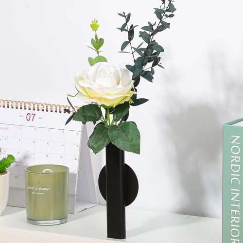 Wall Mounted Flower Tube Black Metal Vase Decor