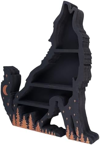 Pssopp Wolf Wooden Crystal Display Shelf