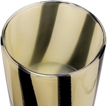 Bloomingville Round Glass Candle Holder with Stripes