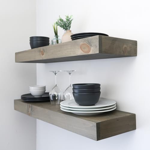 Modern Floating Shelves 3 Inches Thick Set of 2 1