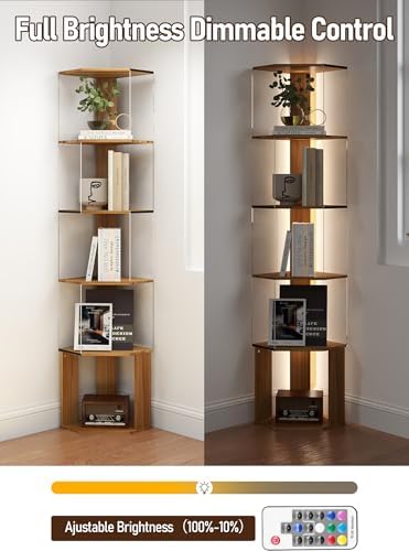 6 Tier Corner Shelf with Dimmable LED Light