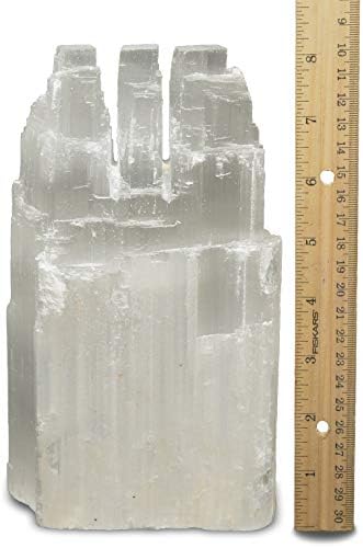 2 Pieces Natural White Selenite Triple Skyscraper Lamp with Dimmer Switch and Bulb