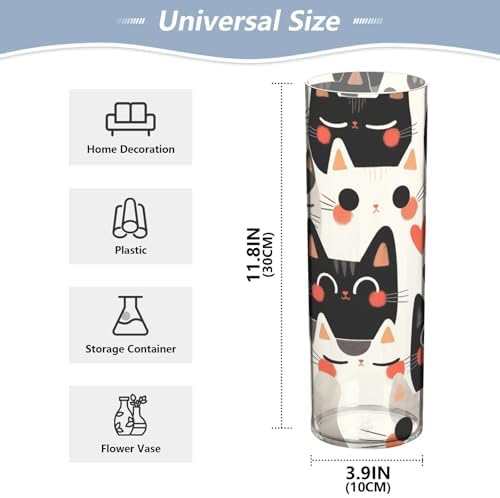 Cute Cartoon Cat Plastic Flower Vase 118 x 39 Inch
