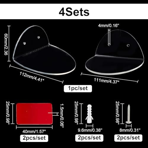 AHANDMAKER 4 Sets Acrylic Floating Shelves for Home Decor