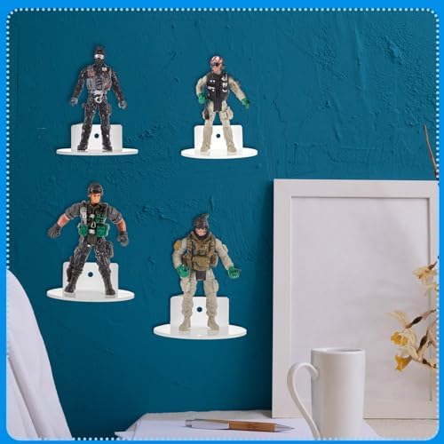 Juexica 24 Pcs White Acrylic Floating Wall Shelves Display Stand