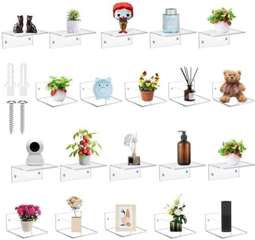 Juexica Small Acrylic Floating Wall Shelves for Home Decor