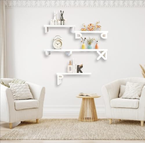White Floating Shelves for Wall - Set of 5