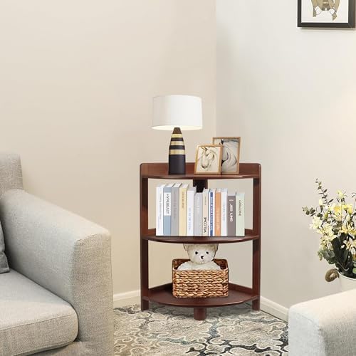 3 Tier Bamboo Corner Bookshelf with Storage