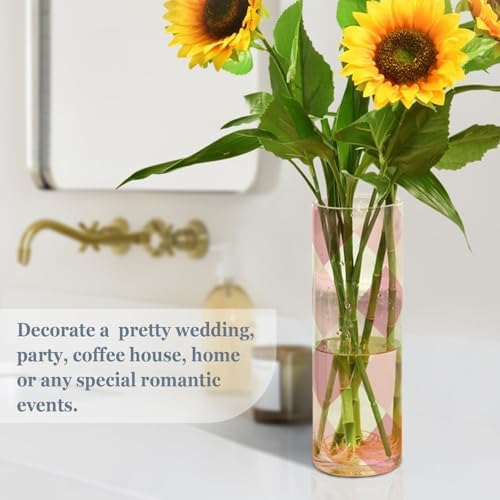 Blush and White Squares Plastic Hurricane Vase 118 x 39 Inch
