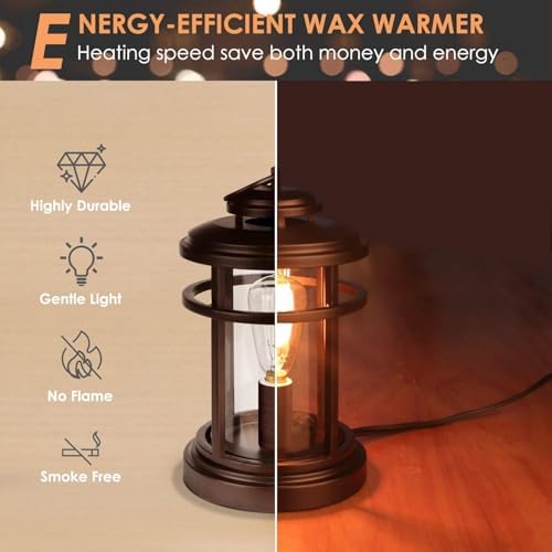 SALKING Electric Wax Warmer with 2 Edison Bulbs