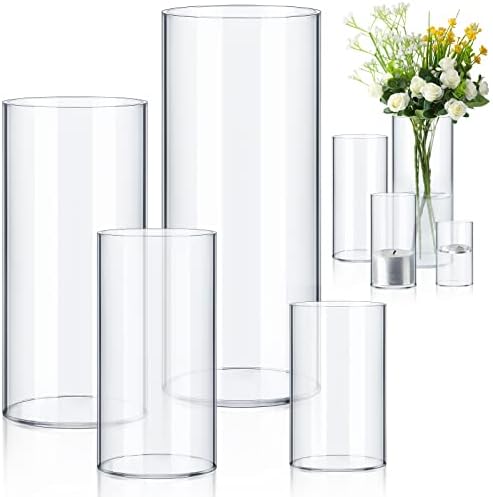 Eaasty 4 Pcs Acrylic Cylinder Flower Vases for Centerpieces