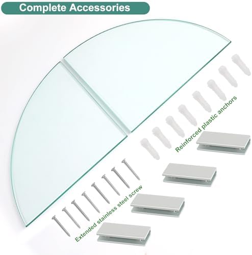 2-Pack Glass Corner Shower Shelves with Aluminum Brackets
