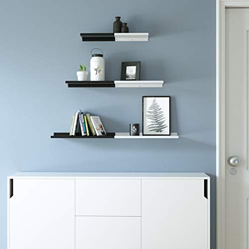 SRIWATANA Black Floating Shelves Set of 3 for Modern Home