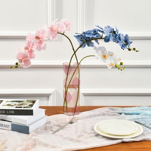 Blush and White Squares Plastic Hurricane Vase 118 x 39 Inch