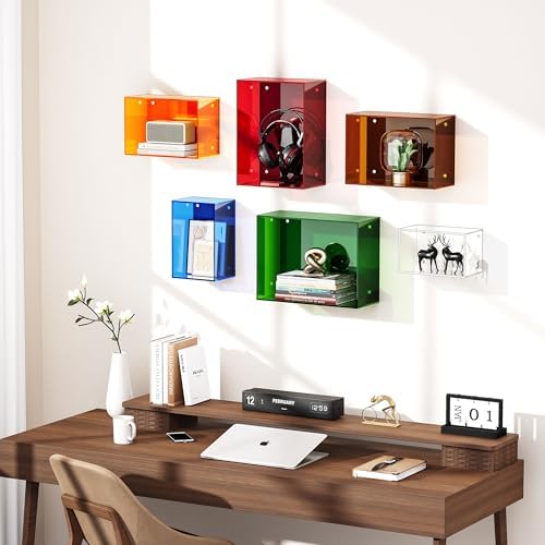 Dewrhiixe Acrylic Floating Shelves Set of 6