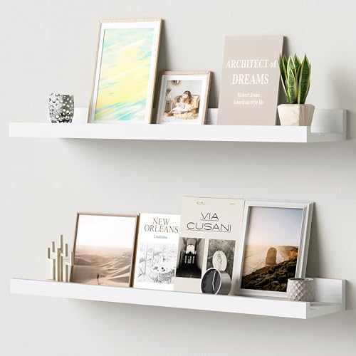 Acovy Floating Shelves for Wall Set of 2 White