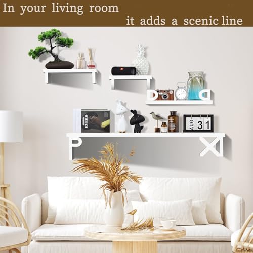 White Floating Shelves for Wall - Set of 5