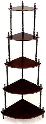 Frenchi Home Furnishing 5-Tier Corner Stand in Mahogany