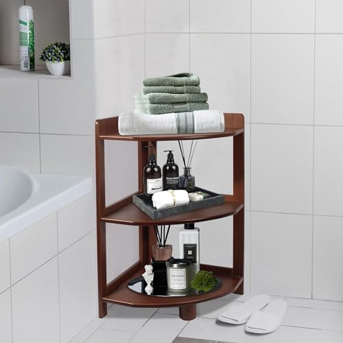 3 Tier Bamboo Corner Bookshelf with Storage