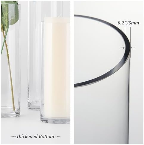 WGVI Thick Weighted Glass Cylinder Vases 6 Pcs