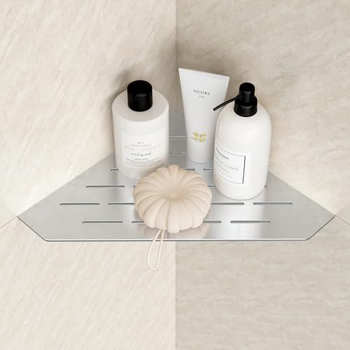 Brushed Nickel Corner Shelf 10 Inch No Drilling 1 Pack