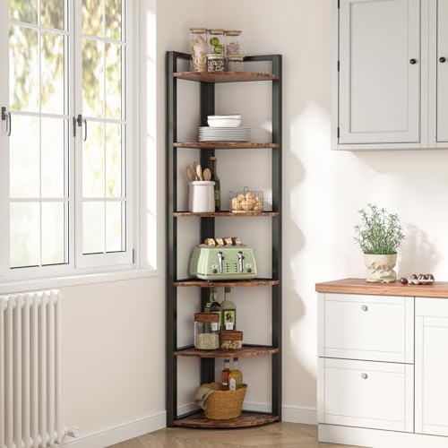 Tribesigns Corner Shelf with 6 Tiers and Metal Frame