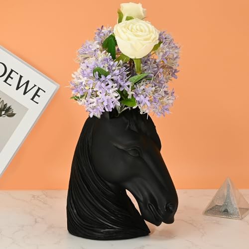 Modern Horse Head Vase Black Home Decor Centerpiece