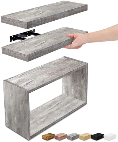 Sorbus Floating Wall Shelves Set of 3 - Grey