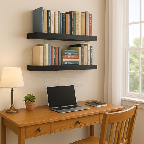 All-Metal Floating Shelves 2 Pack for Bathroom Kitchen