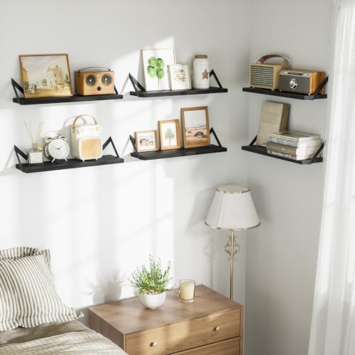 SRIWATANA Set of 6 Floating Shelves Weathered Black