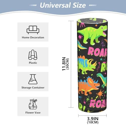 Roaring Dino Black Fluorescent Green Plastic Candle Vase 118 x 39 Inch
