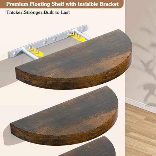 Olakee Floating Shelves Set of 3 154 Carbonized Black Rustic Wood Wall Mounts