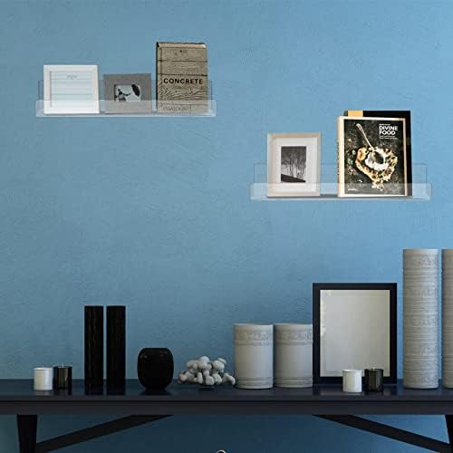 Blulu 4 Pack 14 Inch Acrylic Floating Bookshelf