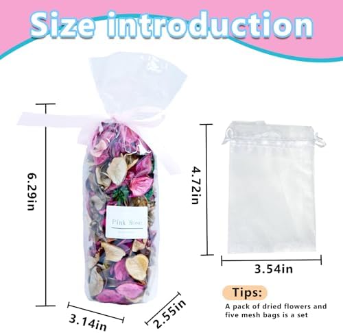 DIY Pink Rose Petal Fragrant Bag Set Queens Flower Happiness